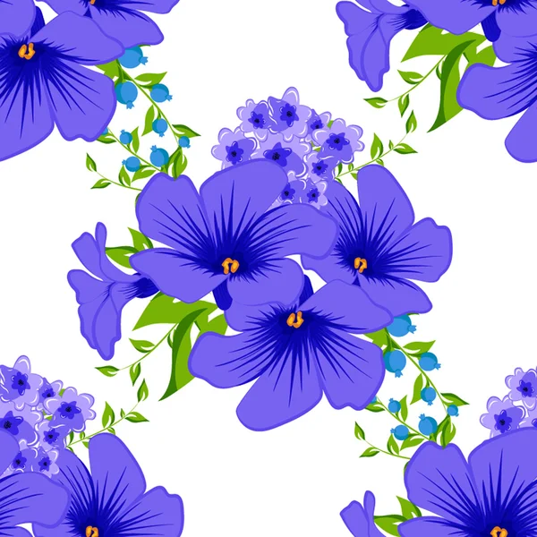 Bleu motif floral sans couture — Image vectorielle