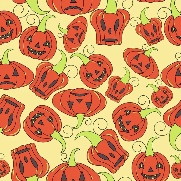 Patrón de halloween sin costuras con calabazas — Archivo Imágenes Vectoriales