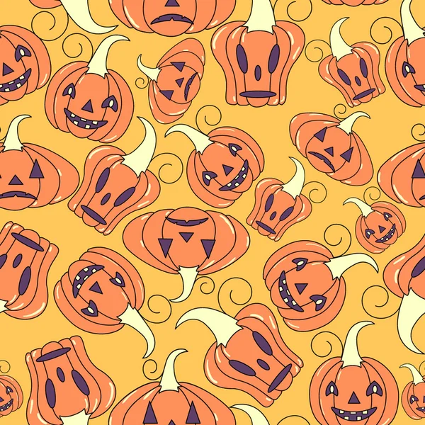 Naadloze halloween patroon met pompoenen — Stockvector