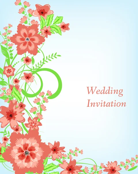 Wedding invitation card with flowers — Stock Vector