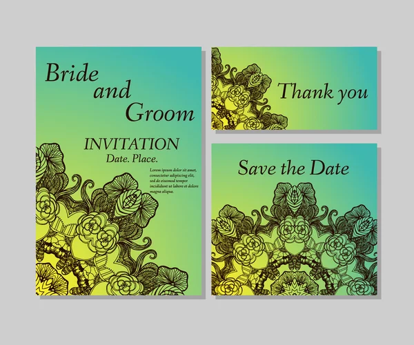 Invitación floral boda verde — Archivo Imágenes Vectoriales