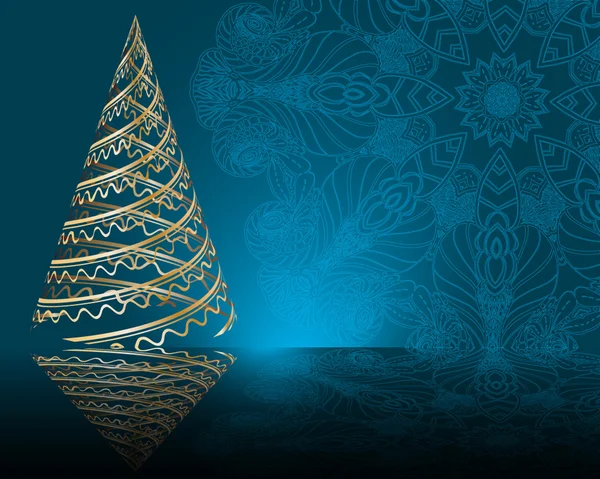 Sfondo blu con albero di Natale — Vettoriale Stock