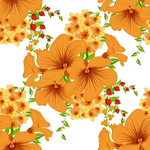Patrón sin costura floral naranja — Vector de stock