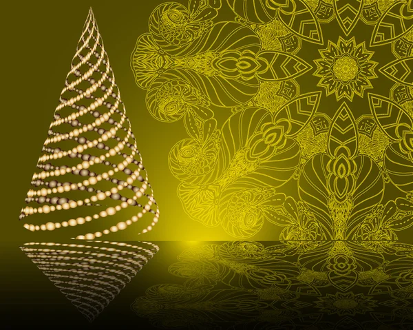 Fundo amarelo com árvore de natal — Vetor de Stock