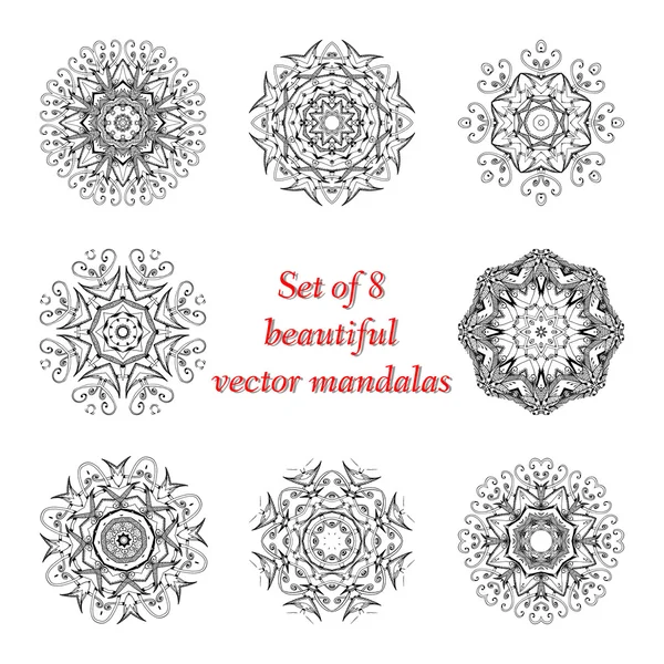 Conjunto de mandala fractal étnica — Vector de stock