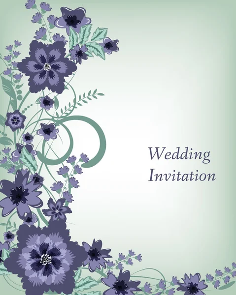 Tarjeta de invitación de boda con flores — Vector de stock