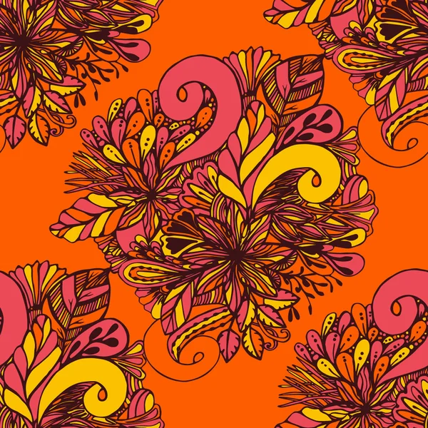 Oranžové bezešvých textur s květinami — Stockový vektor