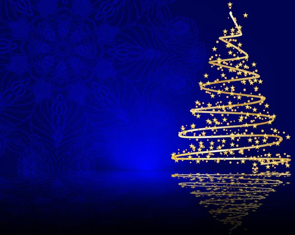 Blå bakgrund med julgran — Stock vektor