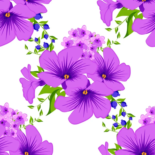 紫色の花のシームレスパターン — ストックベクタ