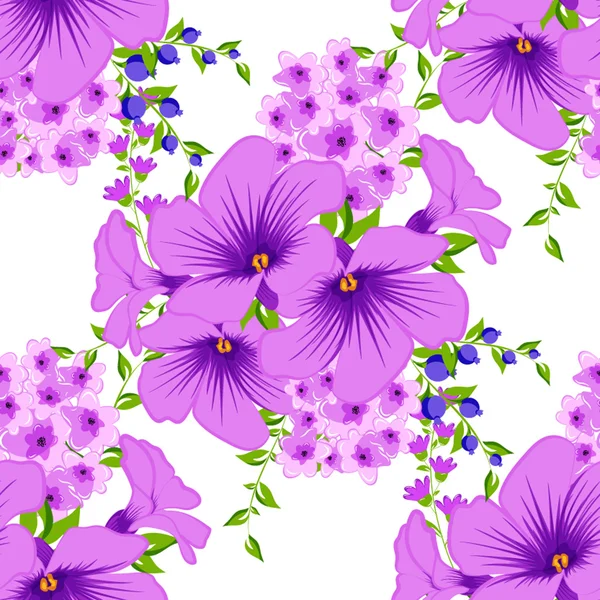 Lila virág zökkenőmentes minta — Stock Vector