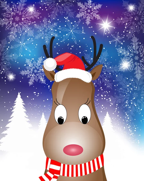Christmas greeting card with deer — Stock Vector