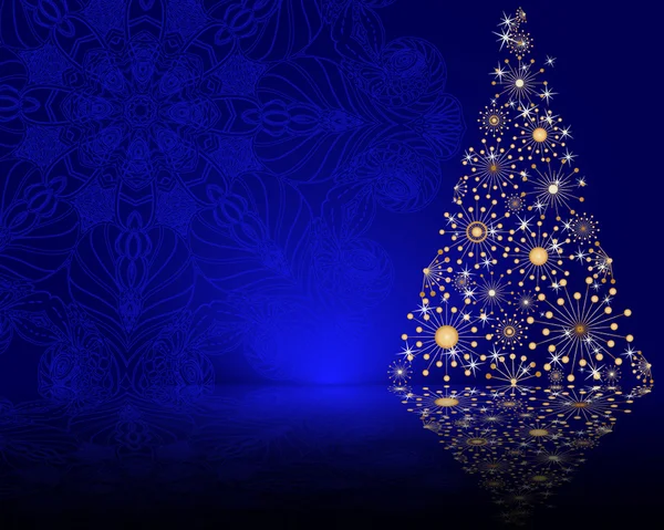 Modré pozadí s vánoční strom — Stockový vektor