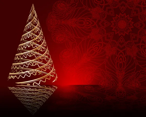 Fondo rojo con árbol de Navidad — Archivo Imágenes Vectoriales