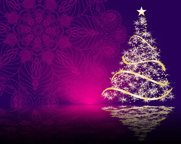 粉红色背景与圣诞树 — 图库矢量图片