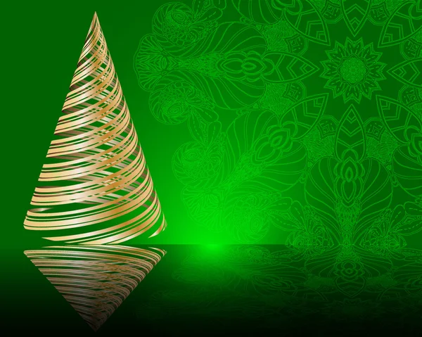 Green background with Christmas tree — Stock Vector