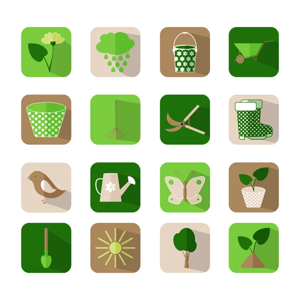 Ensemble d'icônes de jardinage — Image vectorielle