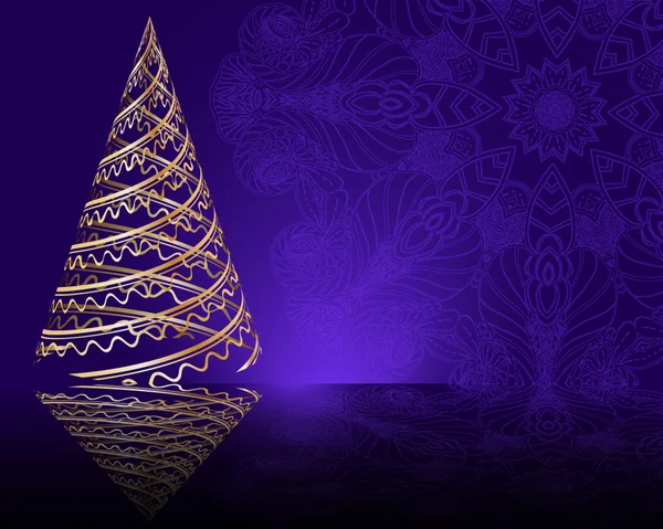 Fundo roxo com árvore de Natal — Vetor de Stock