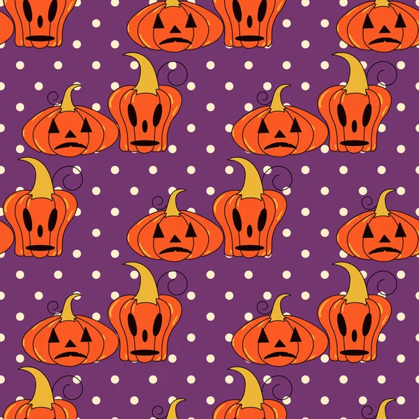 Nahtloses Halloween-Muster mit Kürbissen — Stockvektor