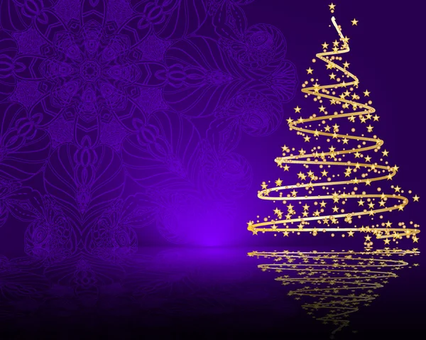 Fundal violet cu pomul de Crăciun — Vector de stoc