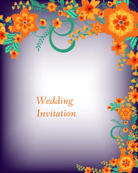 Wedding invitation card with flowers — Stock Vector