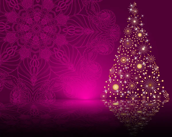 Purple background with Christmas tree — Stock Vector