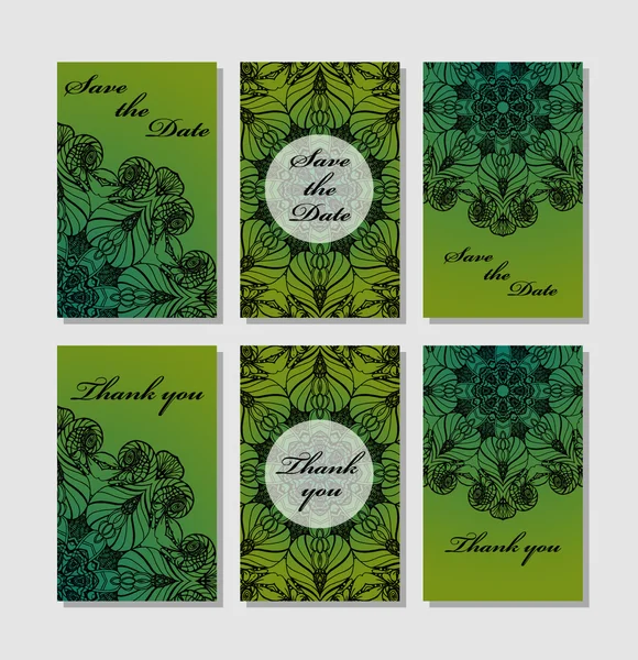 Vintage green floral card templates — Stock Vector