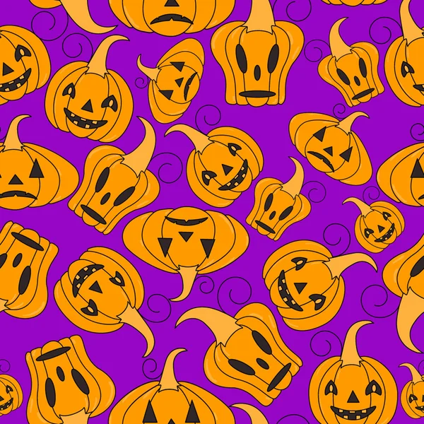 Patrón de halloween sin costuras con calabazas — Archivo Imágenes Vectoriales
