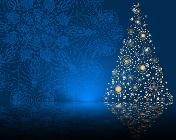 Blå bakgrund med julgran — Stock vektor