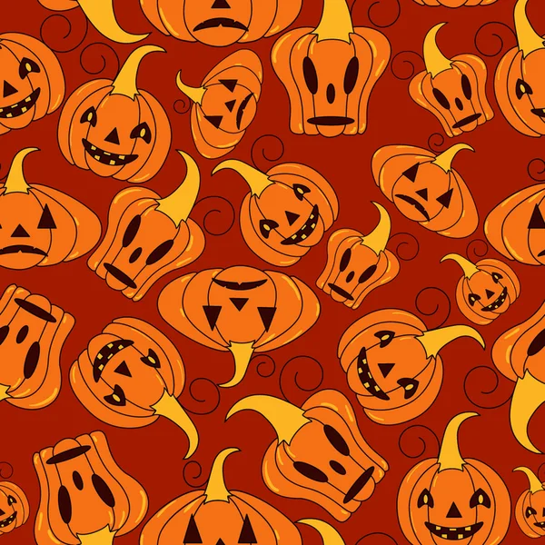 Patrón de halloween sin costuras con calabazas — Archivo Imágenes Vectoriales