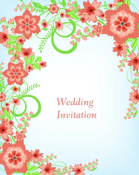 Tarjeta de invitación de boda con flores — Vector de stock