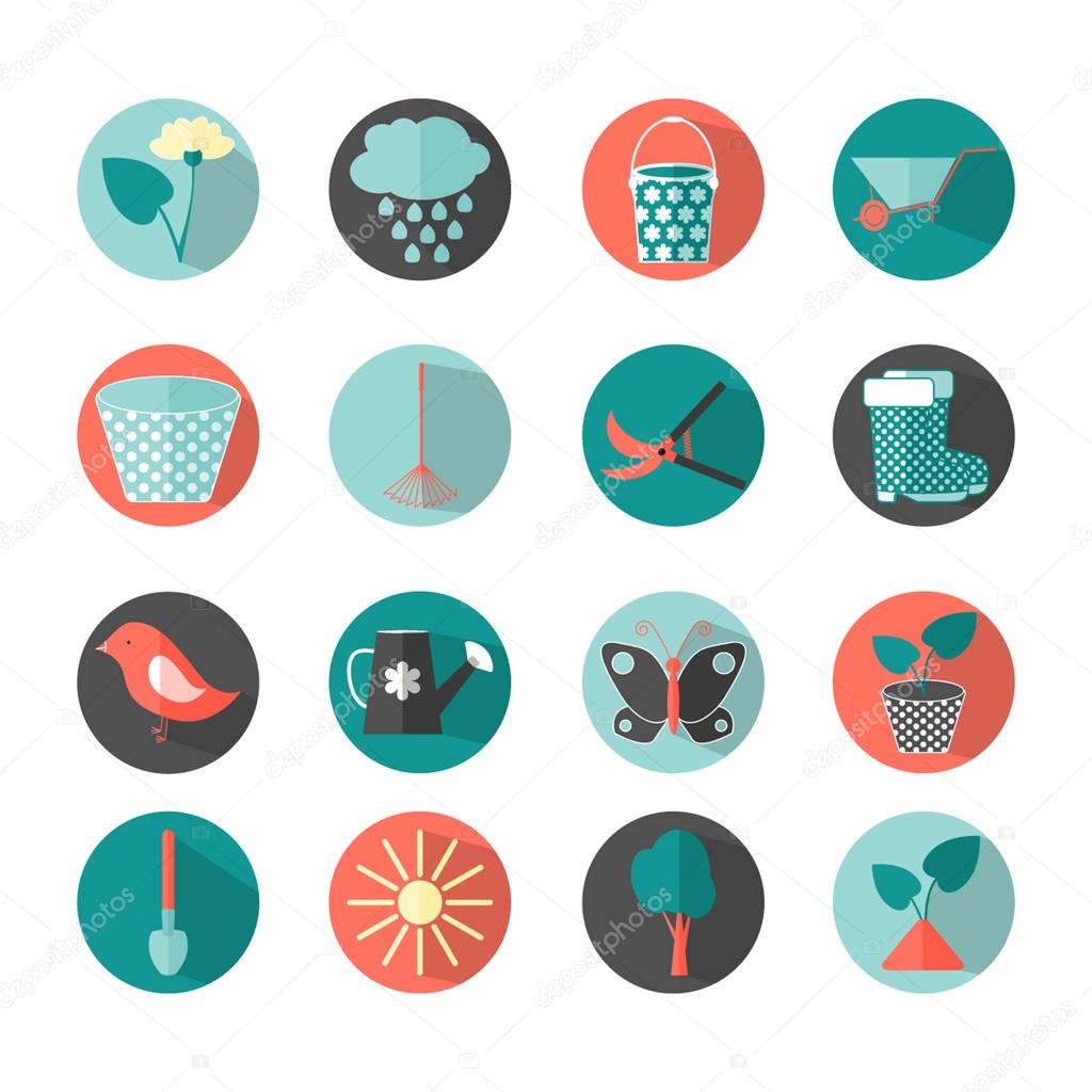 Gardening icons set