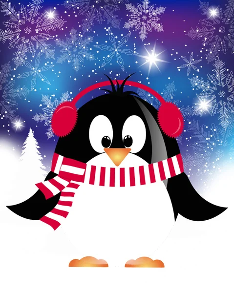 Weihnachtskarte mit Pinguin — Stockvektor