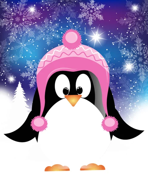 Biglietto natalizio con pinguino — Vettoriale Stock