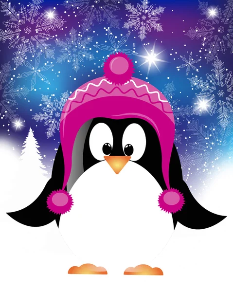 Tarjeta de Navidad con pingüino — Vector de stock