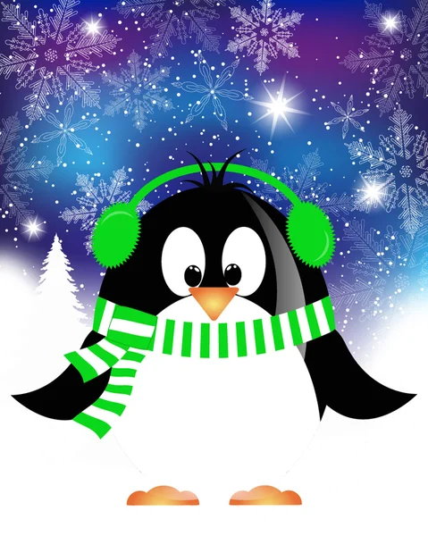 Weihnachtskarte mit Pinguin — Stockvektor