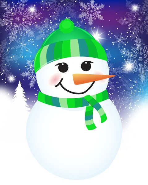 Christmas Card with Snowman — Stock Vector