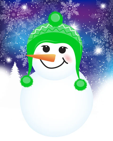 Carte de Noël avec bonhomme de neige d'hiver — Image vectorielle