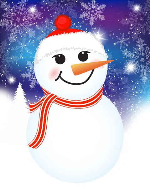 Weihnachtskarte mit Schneemann — Stockvektor