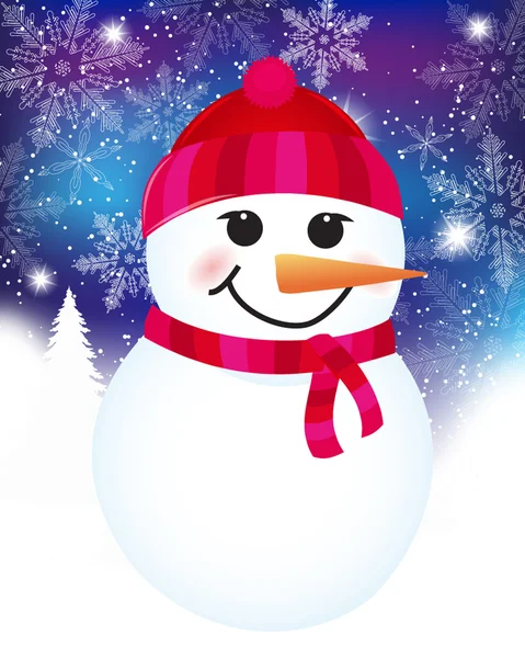 Christmas Card with Snowman — Stock Vector