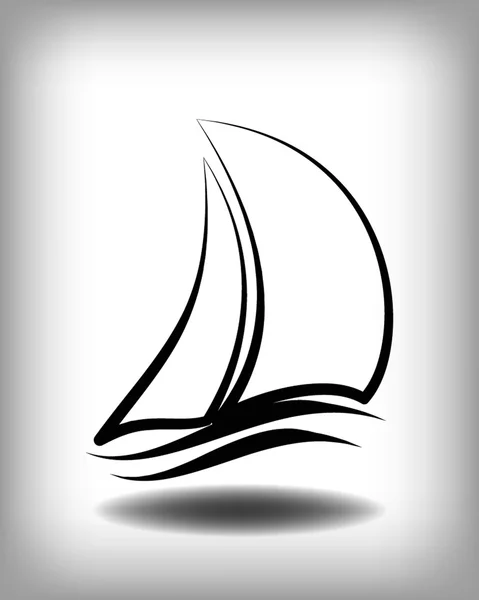 Schwarze Linie Yachtsymbol — Stockvektor