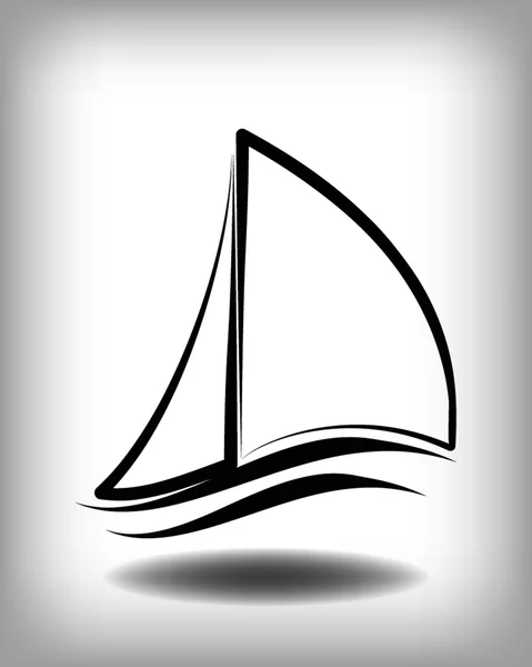 Icône yacht ligne noire — Image vectorielle