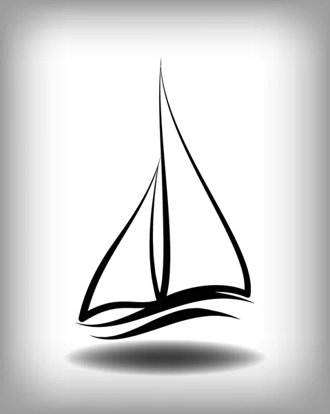 Black line yacht icon — Stock Vector