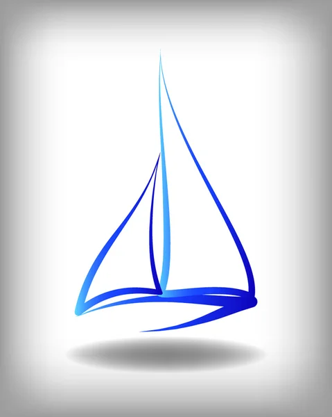 Blue line yacht icon — Stock Vector