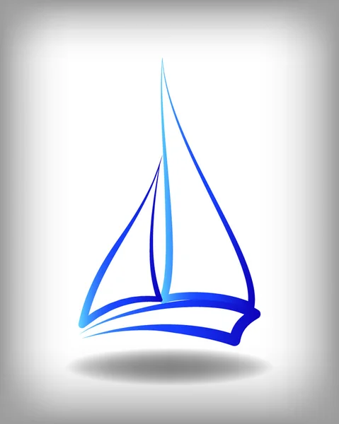 Linea blu icona dello yacht — Vettoriale Stock