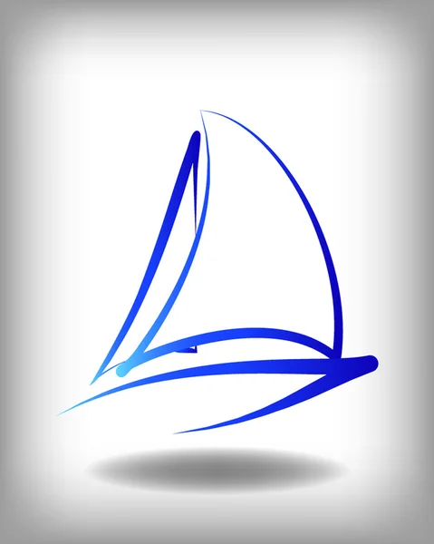 Linea blu icona dello yacht — Vettoriale Stock