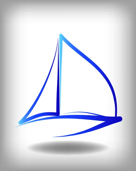 Blue line yacht icon — Stock Vector