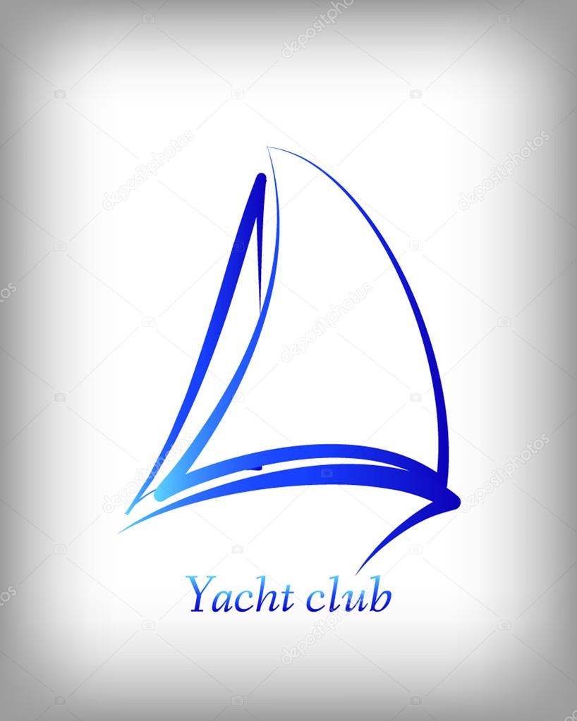 Blue line yacht icon