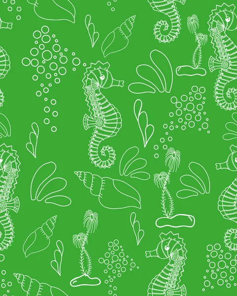 녹색 원활한 해양 패턴 — 스톡 벡터