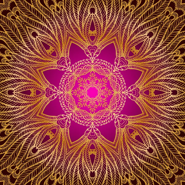 Purple Ethnic  Deco Mandala design — Stock Vector