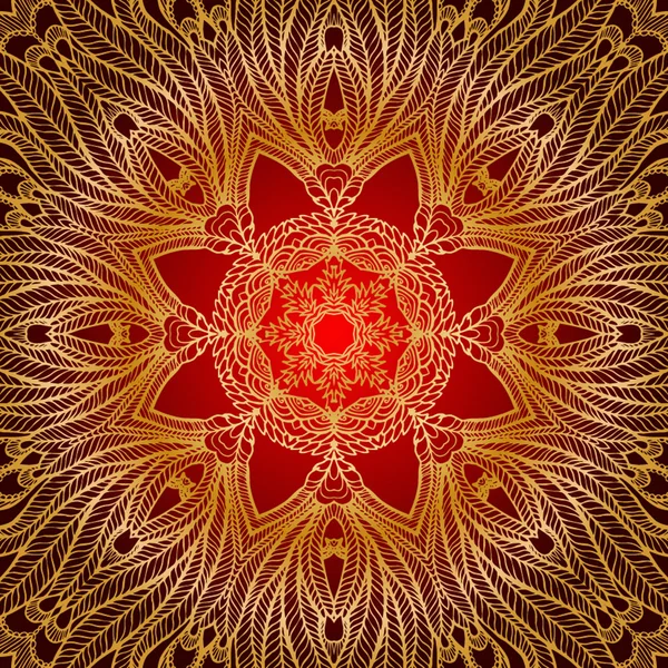 Red etnische Deco Mandala ontwerp — Stockvector